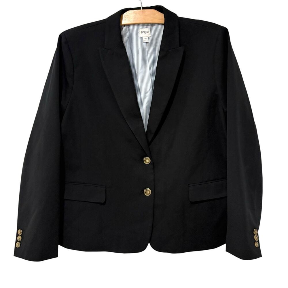 J. Crew Factory | Blazer Black Preppy Work Wear Two Button Cotton Blend- Size 20